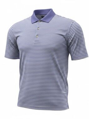 Men's Greg Norman Collection Striped Polo Shirt - Lavender/White